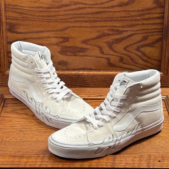 Vans Sk8 Hi Flame Suede White Shoes
